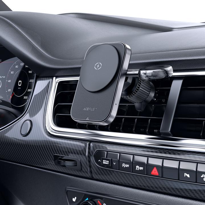 Image du produit Acefast Support voiture D18 avec chargeur inductif MagSafe / Qi + câble USB-A USB-C - noir