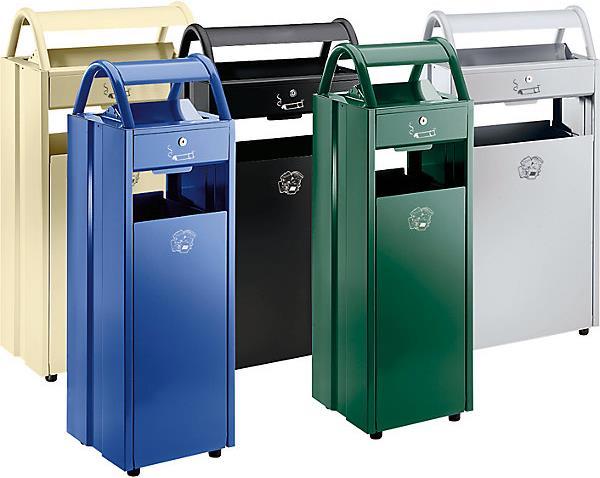 Image du produit kaiserkraft Collecteur de déchets avec cendrier et toit de protection contre la pluie (35 l)