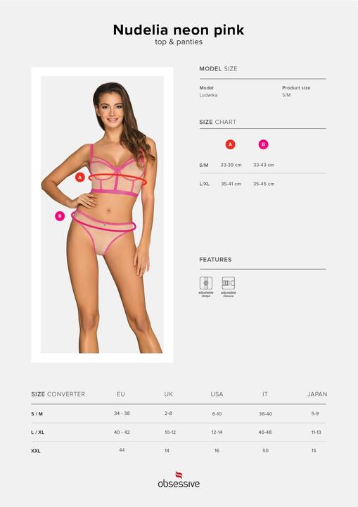 Produktbild Obsessive Nudelia 2-pcs set pink L/XL (L)