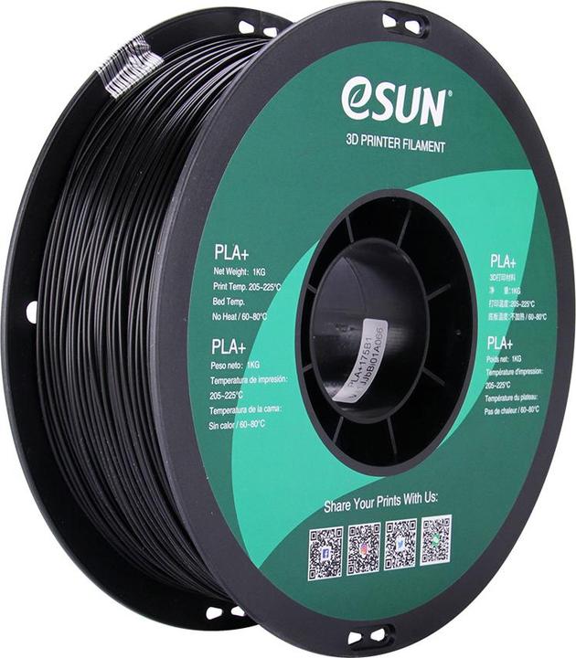 Productafbeelding eSUN PLA+ 1,75mm Zwart 1Kg (PLA+, 1.75 mm, 1000 g, Zwart)