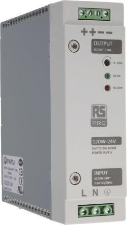 Actual product image RS PRO Din Rail Power Supply, 120W, 24V Output