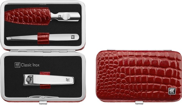 Produktbild No Name Zwilling Classic Inox Travel Kit - Rotes Lederetui 3-teilig - Rot