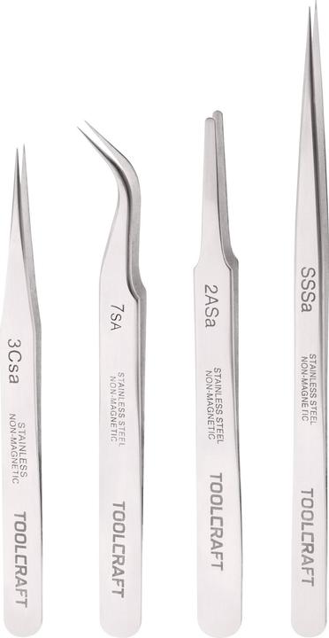 Toolcraft Pincet 4 stuks SS SA, 2
