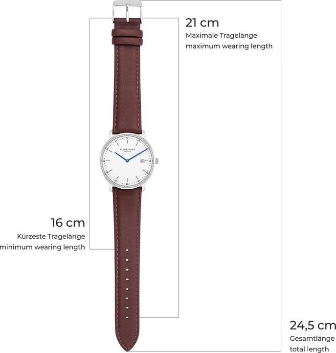 Immagine prodotto Sterzinger Orologio al quarzo da uomo in vera pelle marrone - 30476 (Orologio da polso analogico, 38 mm)
