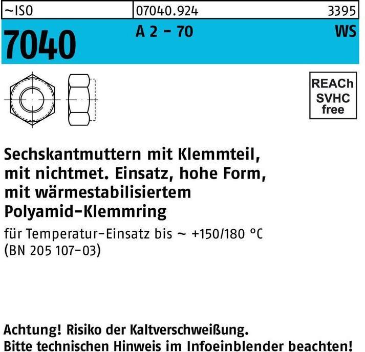 Actual product image Hexagon nut ISO 7040 w.clamping part M 3 A 2 - 70 brown ring (M3)