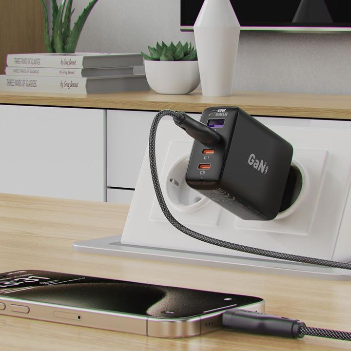 Produktbild Acefast C8-04 USB-A / USB-C 3A Kabel - schwarz (1.20 m)