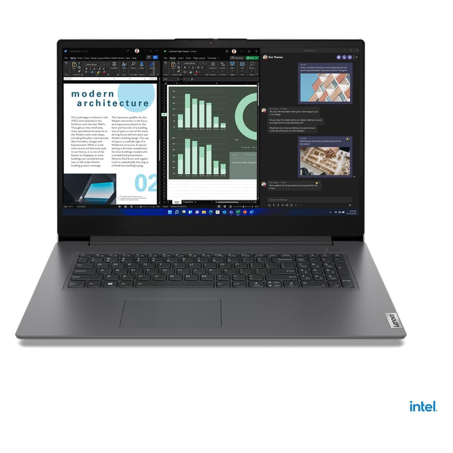 Lenovo V17 Gen 4 (17.30", 512 GB, 8 GB, DE, Intel U300), Notebook, Grau