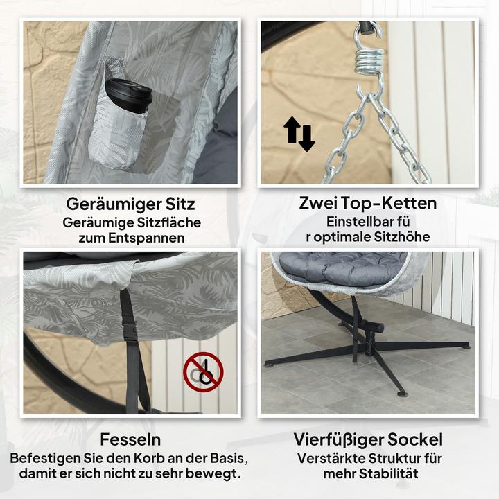 Produktbild Outsunny Hängesessel Stahl, Polyester Grau