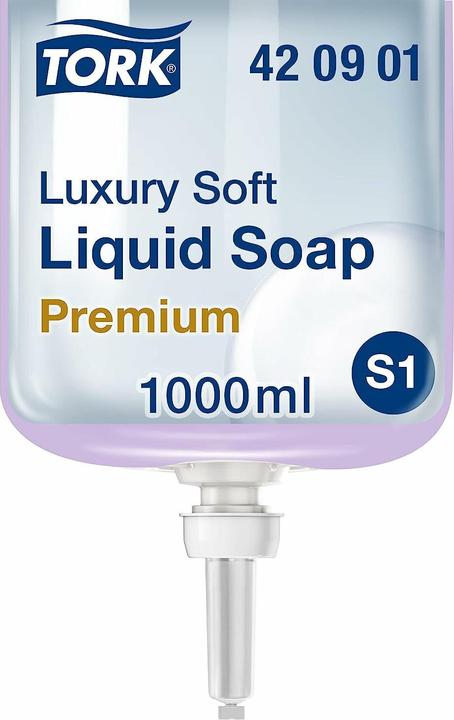 Produktbild Tork 420901 luxuriöse Flüssigseife Premium für S1 Seifenspendersysteme / Milde Handseife in Lil (Flüssigseife, 1000 ml)