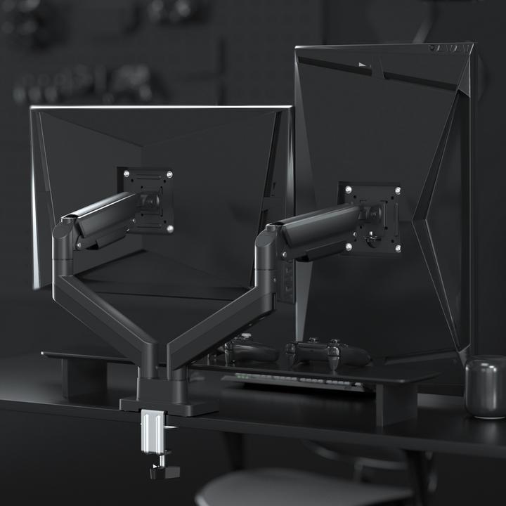 Actual product image Gembird Schreibtisch montiert einstellbare Doppelmonitorarm 17 "-32" Schwarz (Table, 32", 10 kg)