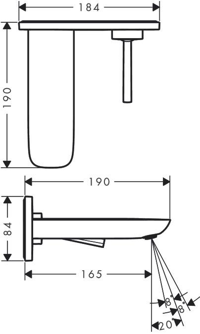Produktbild hansgrohe HG Fertigmontageset PURA VIDA f UP-2-Loch-WT-Armatur Ausl 165mm chr