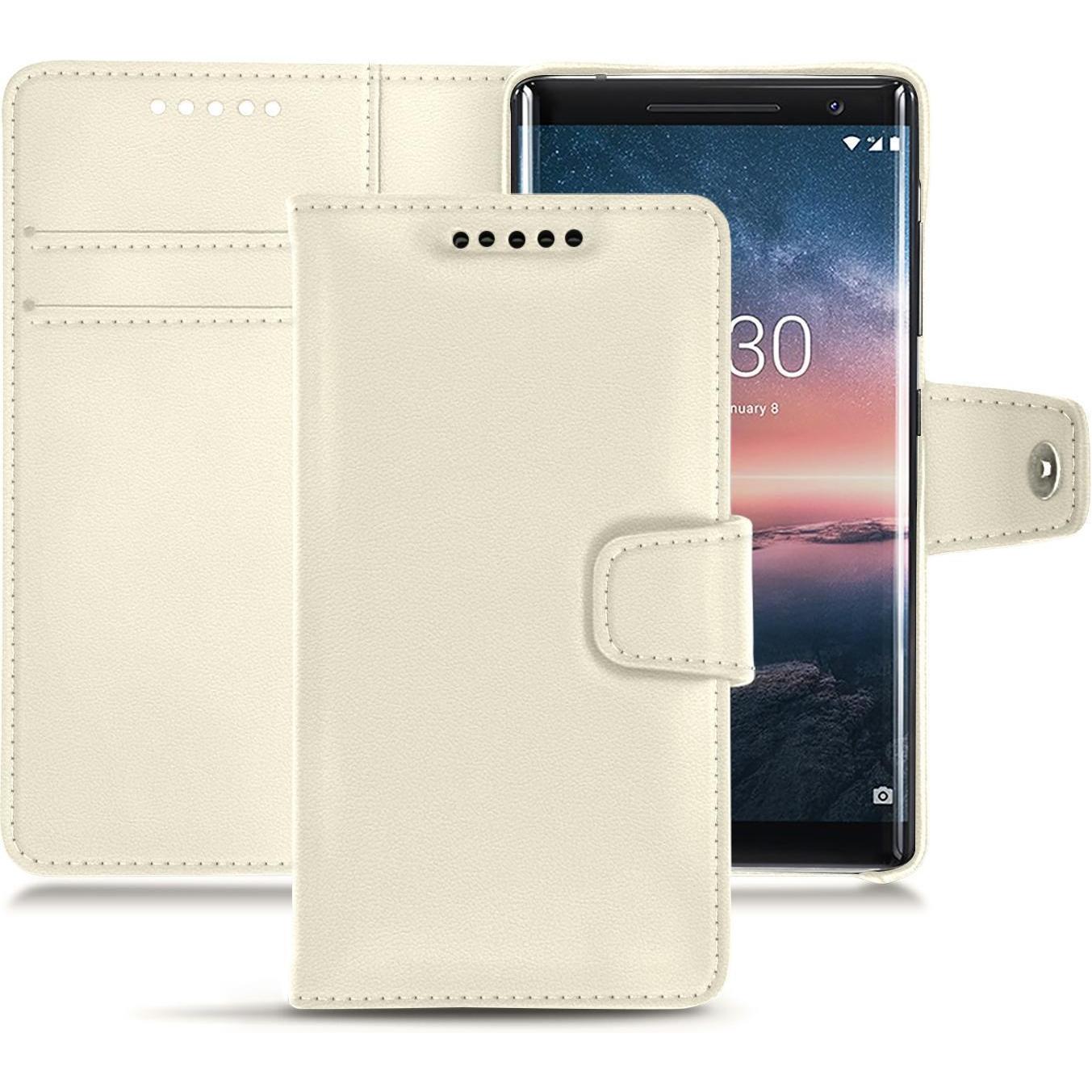 Noreve Lederschutzhülle Wallet (Nokia 8 Sirocco), Smartphone Hülle, Weiss