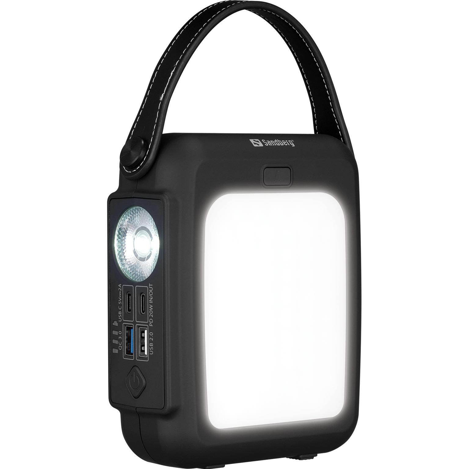Sandberg Hand Crank Powerbank 20000 (20000 mAh, 20 W, 74 Wh), Powerbank, Schwarz