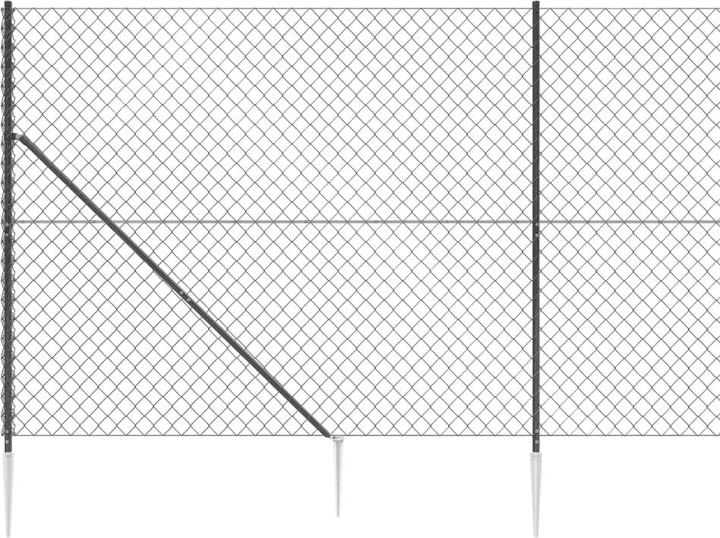 Immagine prodotto vidaXL Maschendrahtzaun mit Bodenhülsen Anthrazit 1,6x25 m