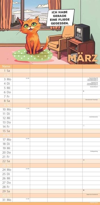 Produktbild Alpha Edition Tigi 2025 Familienplaner, 22x45cm, Familienkalender mit 5 Spalten für Termine