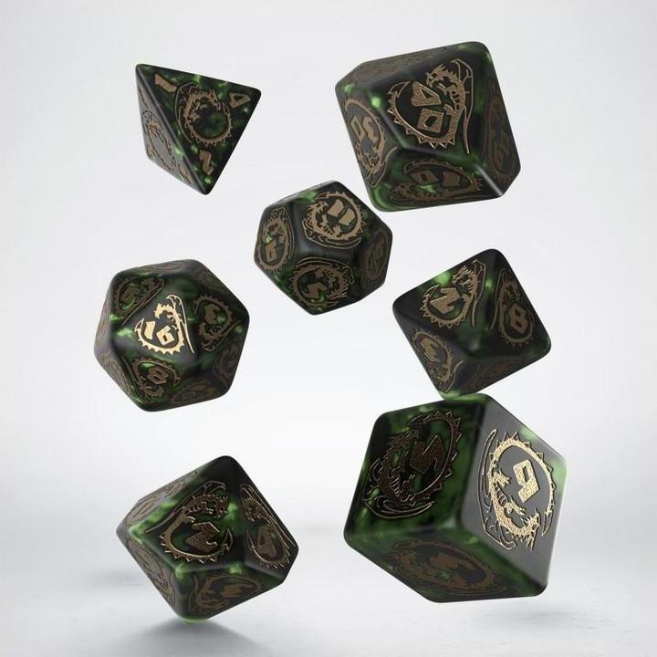 Q Workshop SDRA98 - Dragon Dice Set: Nephrite, green and gold (7 pieces)
