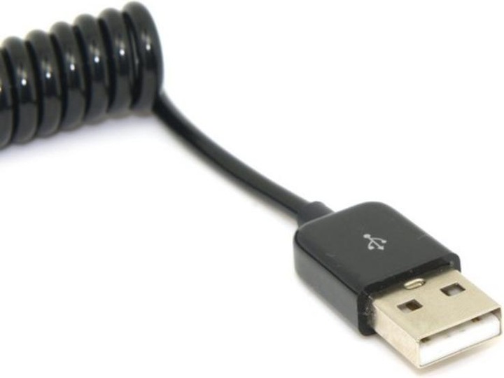 Actual product image Deltalabs Universal USB C auf USB 2.0 (bis 50cm) Spiral Datenkabel / Ladekabel dehnbar - Schwarz (0.50 m, USB 2.0)