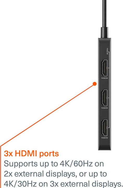 Produktbild Cygnett USB-C-Hub, Unite 3-in-1, Dreifach-HDMI (USB-C, 3 Ports)
