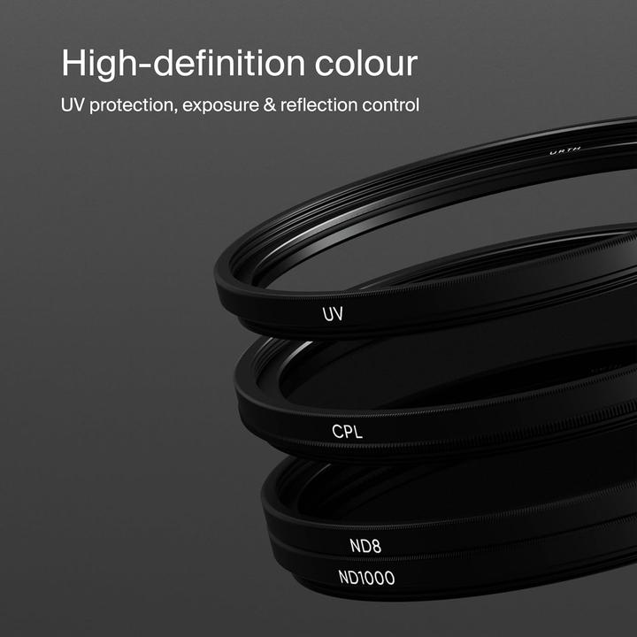 Productafbeelding Urth 77mm UV, Circulair Polariserend (CPL), ND8, ND1000 Lensfilterset (Plus+) (77 mm, UV-filter)