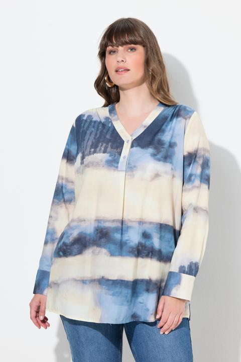 Produktbild Ulla Popken Tunika, Batikoptik, V-Ausschnitt, Langarm (54)