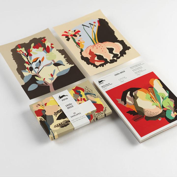 Image du produit A5 Note Pad 1920s DECO (A5, À rayures, Blanc)