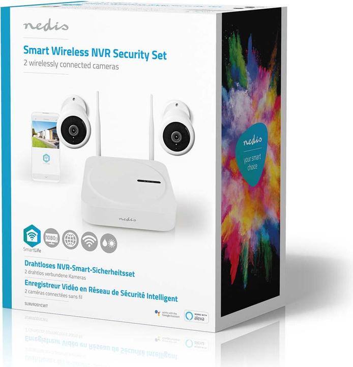 Image du produit Nedis Système de caméra sans fil SmartLife 2X caméra Full HD avec vision nocturne, IP65, SLNVR201CWT (1920 x 1080 Pixels)
