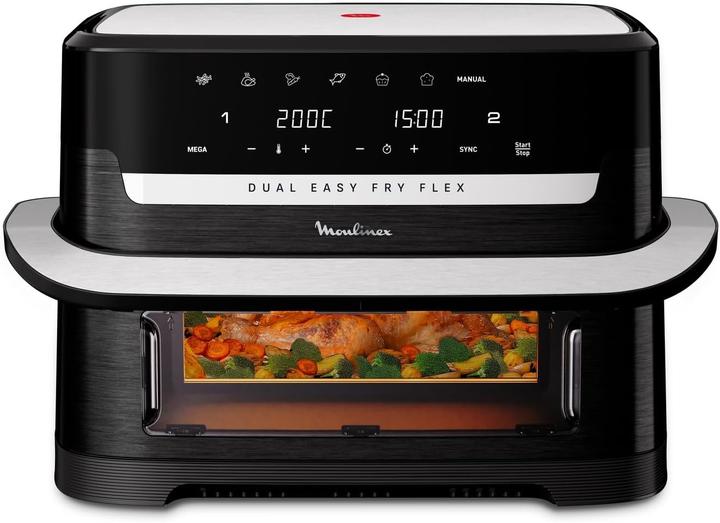 Moulinex Friteuse à air Dual Easy Fry Flex avec séparateur FlexCook, 9 litres pour 8 personnes, 7 programmes