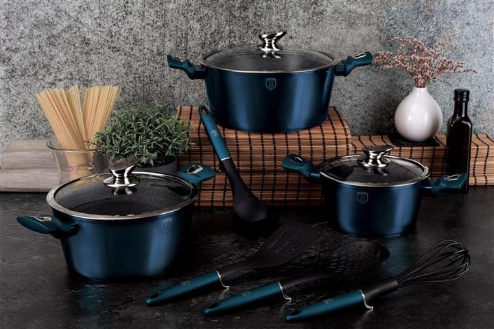 Immagine prodotto BerlingerHaus Set di pentole da 10 pezzi "Aquamarine Edition (Set di pentole e padelle da cucina, Alluminio pressofuso, 24 x 12 cm)