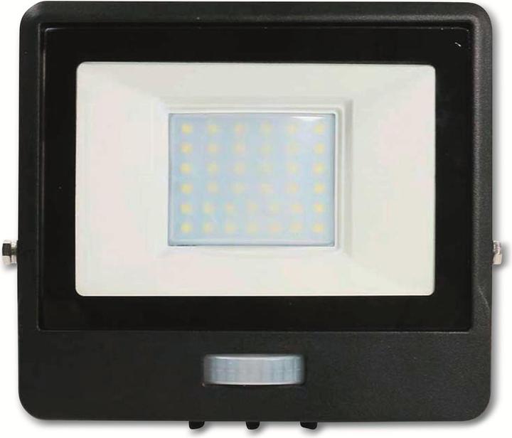 Actual product image V-TAC VT138S1 30W LED PIR Sensor Floodlight SAMSUNG Chip Black Body 3000K 1M Cable (2340 lm, IP65)