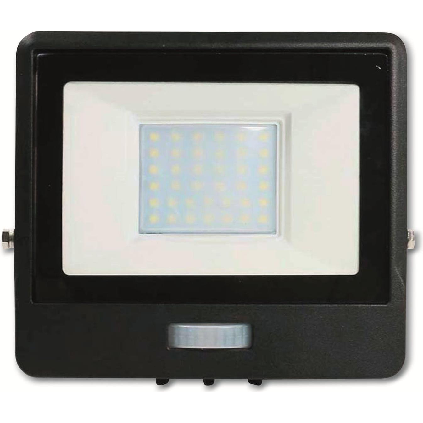 Thumbnail - V-TAC, Fassadenbeleuchtung, VT138S1 30W LED PIR Sensor Flutlicht SAMSUNG Chip Schwarzer Körper 4000K 1M Kabel (2340 lm)