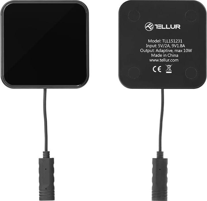 Actual product image Tellur Qi Ultra-Slim Wireless Fast Charging Pad WCP03, 10W, Qi Certified, Tempered Glass black (10 W)