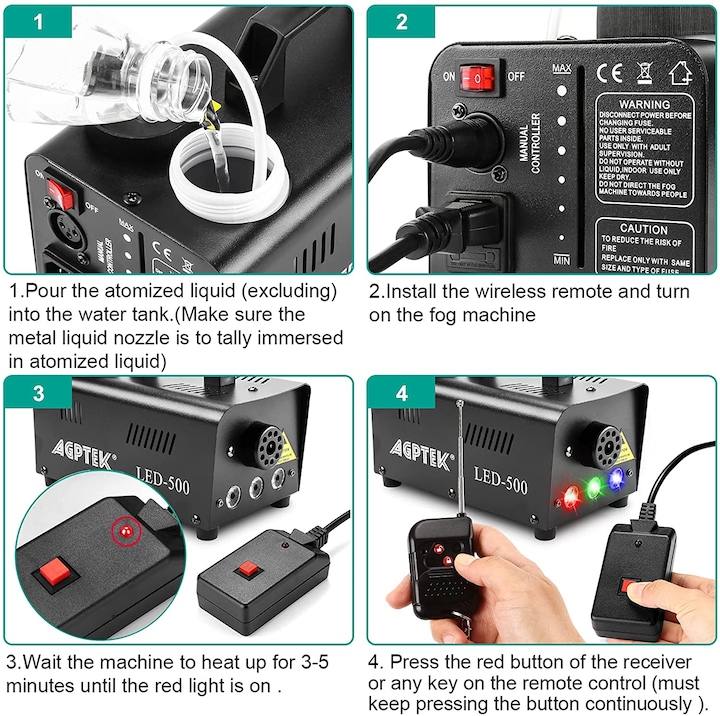 Produktbild Agptek Nebelmaschine 500W, tragbar