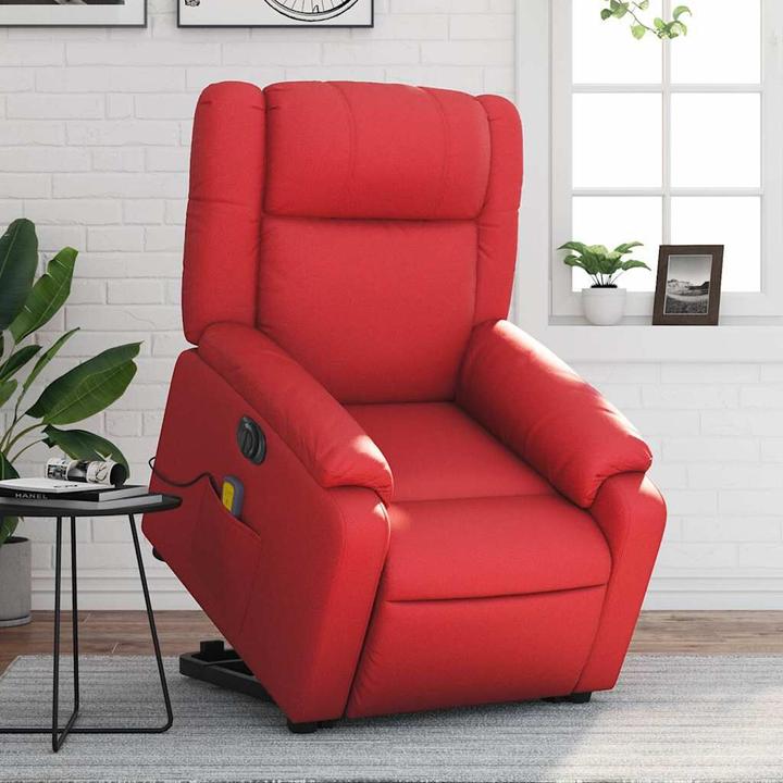 Immagine prodotto VidaXL Poltrona massaggiante con ausilio stand-up poltrona TV elettrica in similpelle rossa