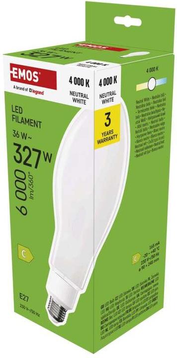 Image du produit Emos Lampe LED filament ED90 / E27 / 36 W (327 W) / 6 000 lm / Blanc neutre (E27, 36 W, 6000 lm, 1 x, C)