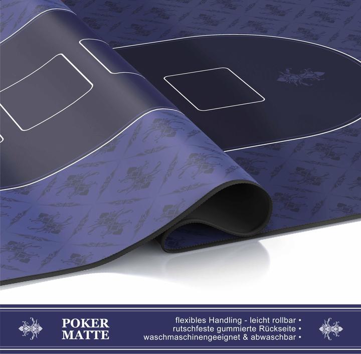 Produktbild CSL Pokermatte, grosse Schreibtischunterlage 1000x600mm, ovale Pokertischauflage für Kartenspiele, blau