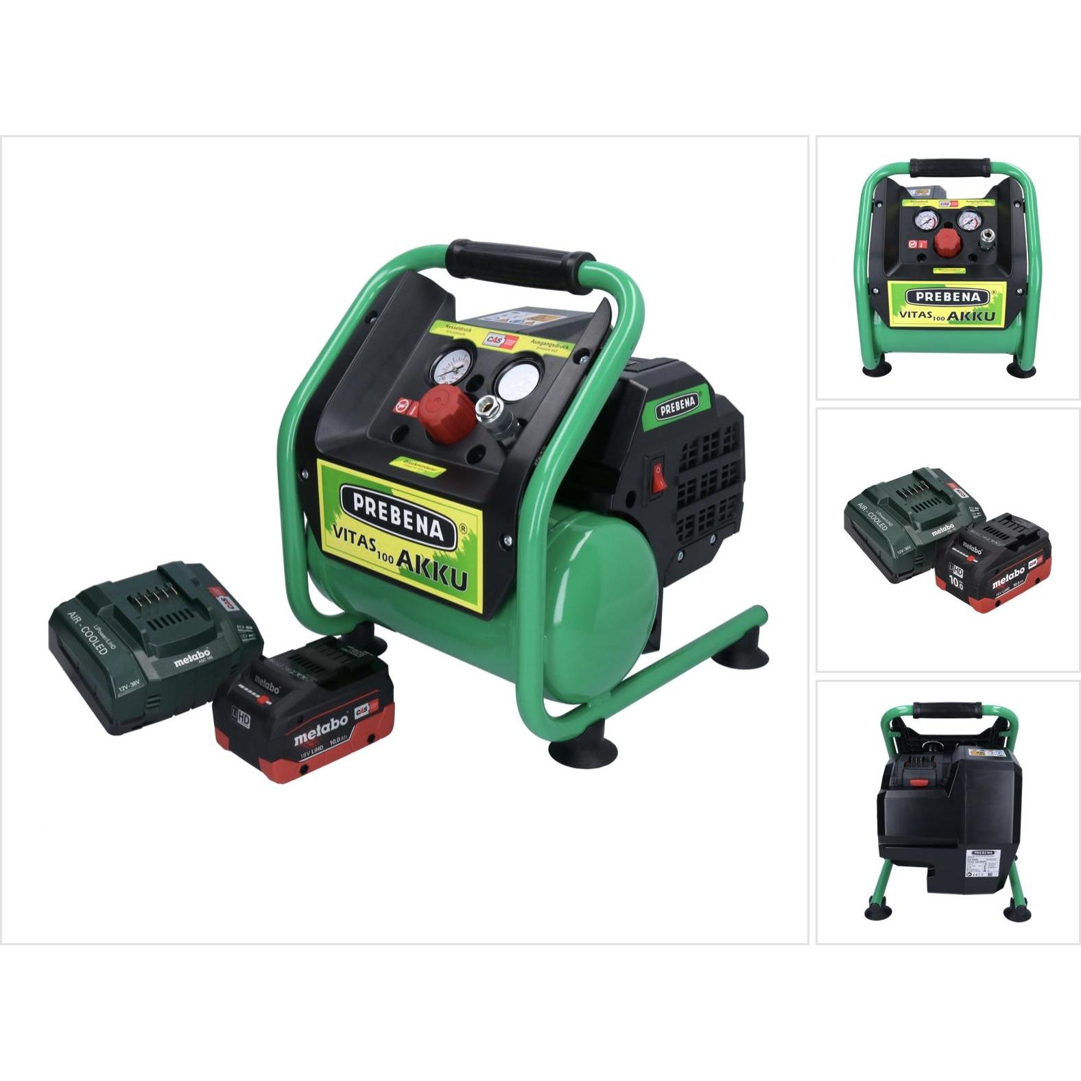 Prebena, Kompressor, VITAS 100-AKKU Kompressor 18 V 5 l 8 bar CAS Brushless + 1x Akku 10,0 Ah + LadegerÃ¤t (8 Bar, 5 l)
