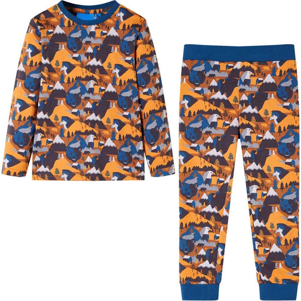 VidaXL, Jungen, Pyjama, Kinderpyjama mit Langen Ärmeln Cognac 92,Material: 100, Braun, (92)