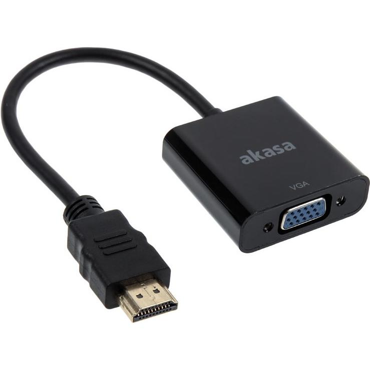 Akasa HDMI (Typ A) — VGA (HDMI, 20 cm), Data + Video Adapter, Schwarz