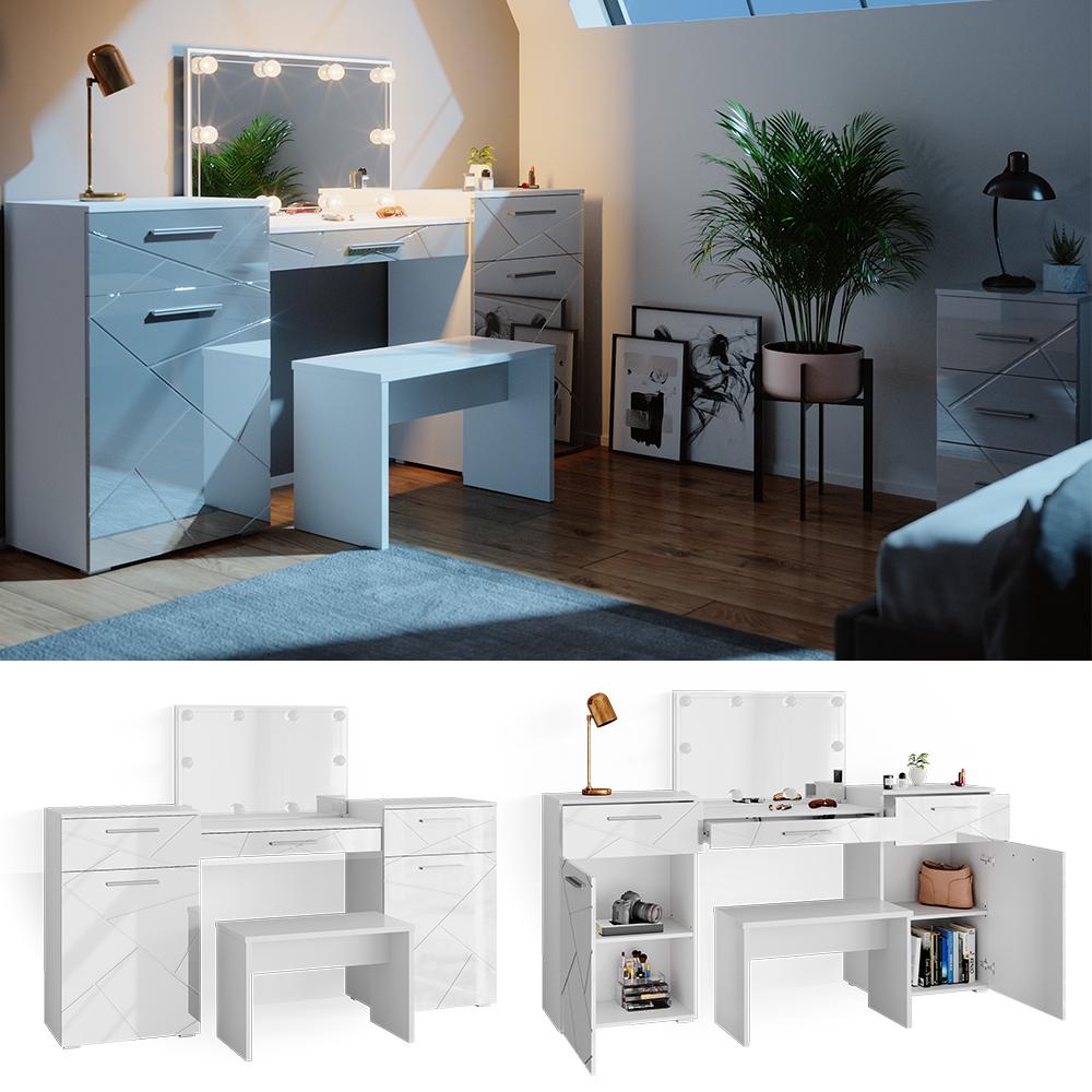 Thumbnail - Vicco, Schminktisch, Irma mit Hocker und Beleuchtung (190 x 90 x 39 cm)