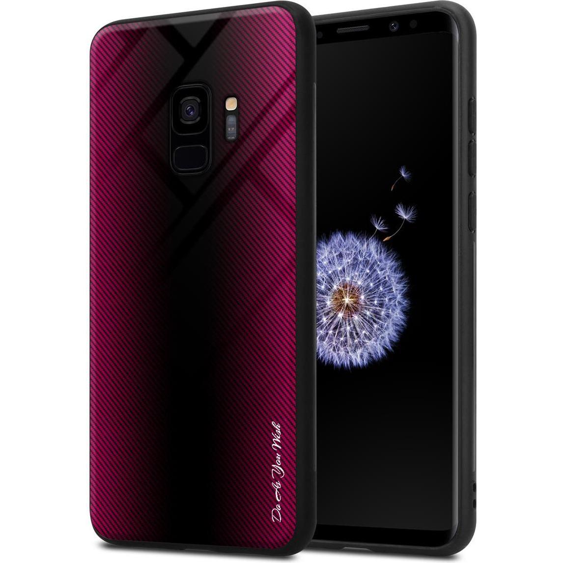 Thumbnail - Cadorabo TPU Gestreiftes Glas Cover (Samsung Galaxy S9+), Smartphone Hülle, Pink