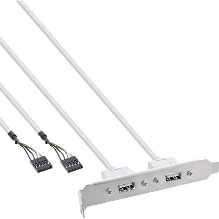 Produktbild Aquatuning Slotblech USB 2.0, 2x USB Buchse auf 2x 5pol Pfostenverbinde