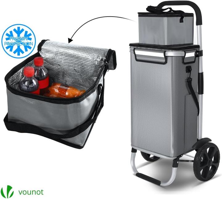 Actual product image Vounot Faltbarer Einkaufstrolley mit Kühlfach und Treppensteiger-Funktion