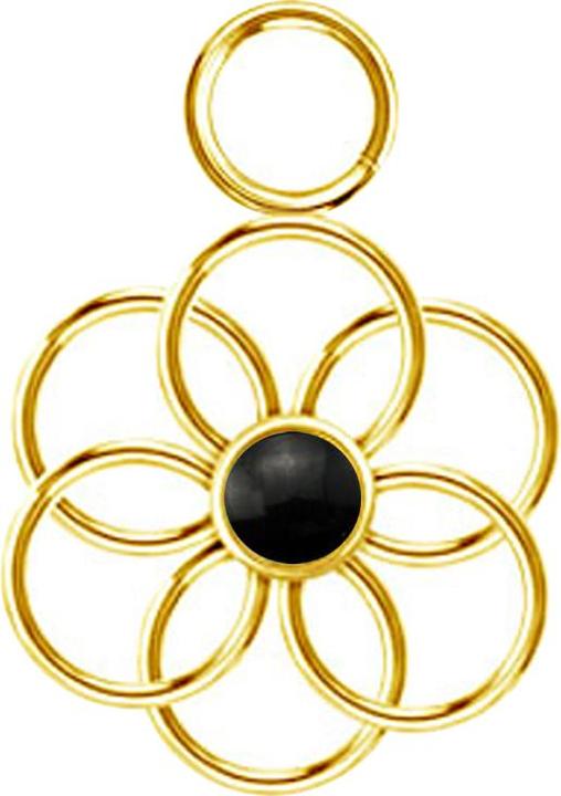 Produktbild Star Piercing Anhänger vergoldet schwarzer Onyx Stein Blume des Lebens (ohne Messing, Chirurgenstahl 316L, Mineralisch)