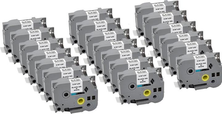 Produktbild G&G 20x Schriftband 24mm x 8m sw ws komp. m. Brother TZe-251 (2.40 cm, Weiss)