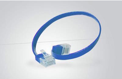Actual product image Tecline High quality patch cable, flat, U/UTP, unshielded, Cat 6, blue, 1.0 m Super-flat patch cable e.g. (U/UTP, CAT6, 1 m)