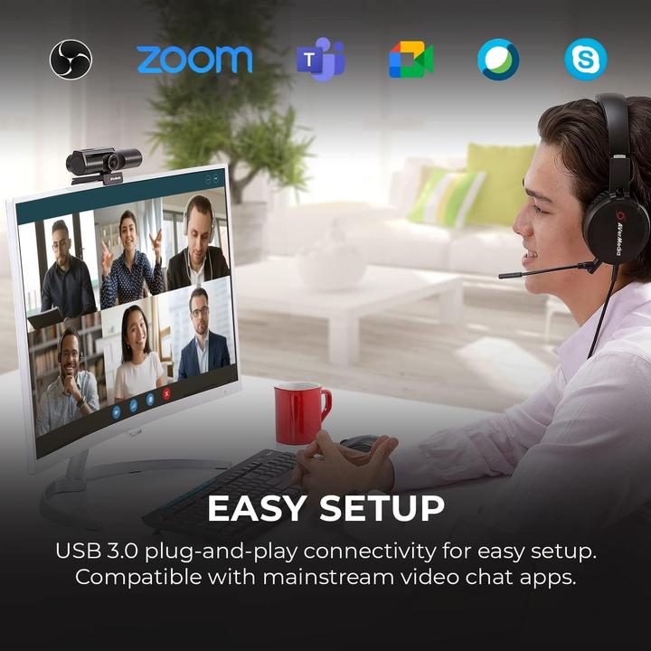 Produktbild AVerMedia PW513 Webcam 8 MP 3840 x 2160 Pixel USB-C Schwarz (8 Mpx)