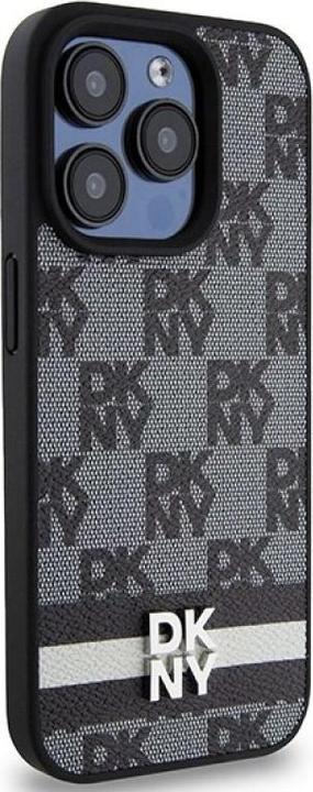 Produktbild DKNY PU Leather Checkered Pattern and Stripe Case for iPhone 15 Pro Black (Apple iPhone 15 Pro)