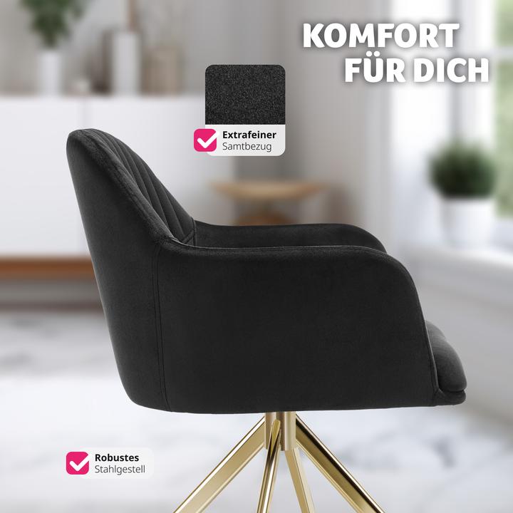 Immagine prodotto tectake Samt-Drehstuhl Lona mit dicker Polsterung
