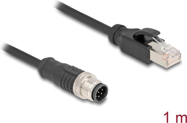 Produktbild Delock M12 Kabel A-kodiert 8 Pin Stecker zu RJ45 Stecker PVC (S/FTP, CAT5e, 1 m)