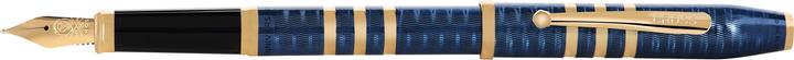 Actual product image Cross Century II Blue Lacquer Fountain Pen with Finely Engraved Pattern 175th Anniversary 23 Carat Gold Pl (Blue, 1x)
